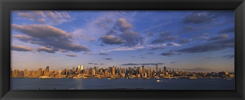 Framed New York Skyline from a Distance with Cloudy Sky Print