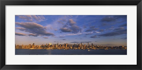 Framed New York Skyline from a Distance with Cloudy Sky Print