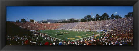 Framed High angle view of spectators watching a football match in a stadium, Rose Bowl Stadium, Pasadena, California Print