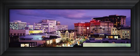 Framed High angle view of buildings in a city, Rodeo Drive, Beverly Hills, California, USA Print