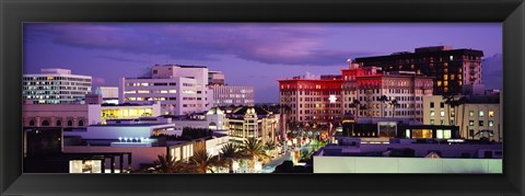 Framed High angle view of buildings in a city, Rodeo Drive, Beverly Hills, California, USA Print