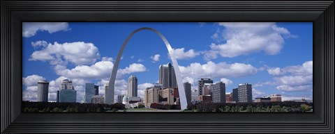 Framed Metal arch in front of buildings, Gateway Arch, St. Louis, Missouri, USA Print