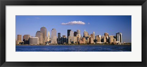 Framed New York City Waterfront with Blue Sky Print