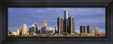 Framed Skyscrapers at the waterfront, Detroit, Michigan Print