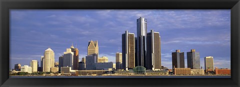 Framed Skyscrapers at the waterfront, Detroit, Michigan Print