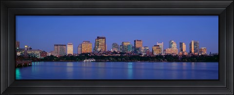 Framed Buildings at the waterfront lit up at night, Boston, Massachusetts, USA Print