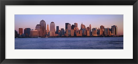 Framed Hazy Skyline View of NYC from the Waterfront Print