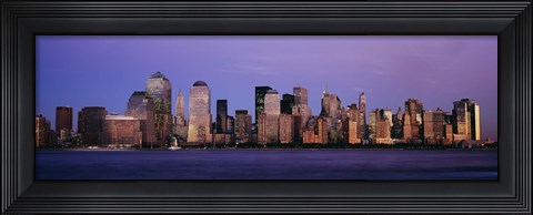 Framed Dark Purple Sky Behind the New York City Skyline Print