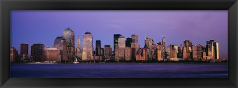 Framed Dark Purple Sky Behind the New York City Skyline Print