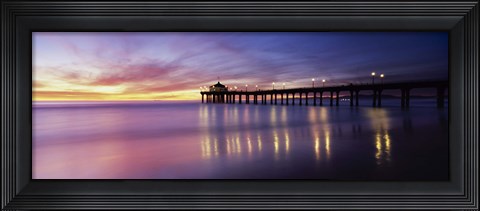 Framed Reflection of a pier in water, Manhattan Beach Pier, Manhattan Beach, San Francisco, California, USA Print