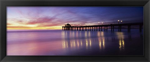 Framed Reflection of a pier in water, Manhattan Beach Pier, Manhattan Beach, San Francisco, California, USA Print