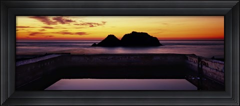 Framed Silhouette of islands in the ocean, Sutro Baths, San Francisco, California, USA Print