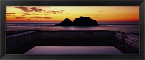 Framed Silhouette of islands in the ocean, Sutro Baths, San Francisco, California, USA Print