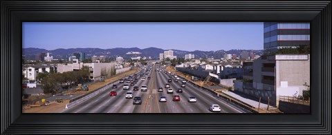 Framed High angle view of cars on the road, 405 Freeway, City of Los Angeles, California, USA Print