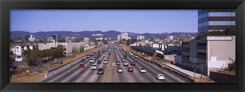 Framed High angle view of cars on the road, 405 Freeway, City of Los Angeles, California, USA Print