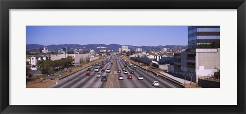 Framed High angle view of cars on the road, 405 Freeway, City of Los Angeles, California, USA Print