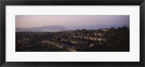 Framed High angle view of buildings in a city, Mission Bay, La Jolla, Pacific Beach, San Diego, California, USA Print