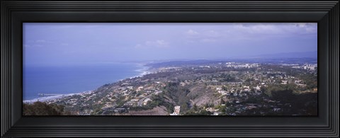 Framed High angle view of buildings on a hill, La Jolla, Pacific Ocean, San Diego, California, USA Print