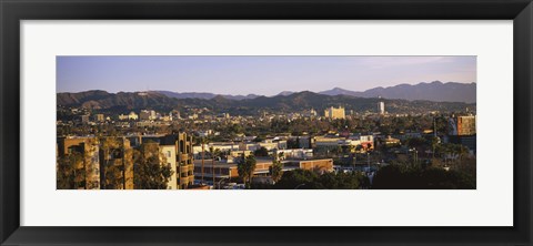 Framed High angle view of buildings in a city, Hollywood, City of Los Angeles, California, USA Print