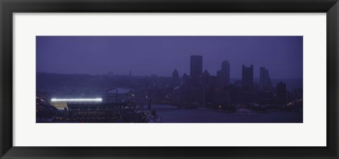 Framed Buildings in a city, Heinz Field, Three Rivers Stadium, Pittsburgh, Pennsylvania, USA Print