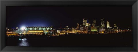 Framed Stadium lit up at night in a city, Heinz Field, Three Rivers Stadium,Pittsburgh, Pennsylvania, USA Print