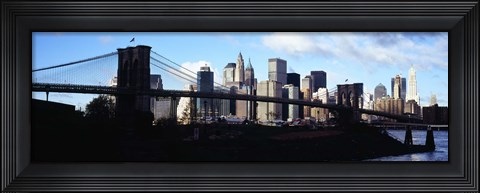 Framed Skyscrapers at the waterfront, Brooklyn Bridge, East River, Manhattan, New York City, New York State, USA Print
