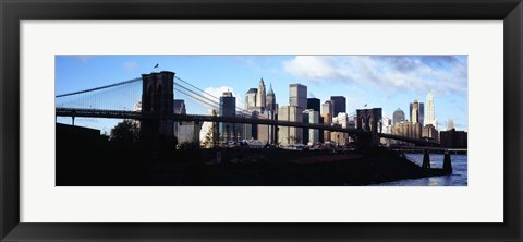 Framed Skyscrapers at the waterfront, Brooklyn Bridge, East River, Manhattan, New York City, New York State, USA Print