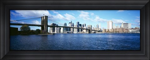 Framed Bridge across a river, Brooklyn Bridge, Manhattan Print