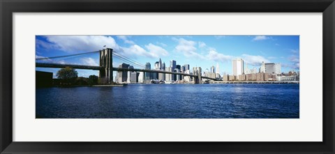 Framed Bridge across a river, Brooklyn Bridge, Manhattan Print