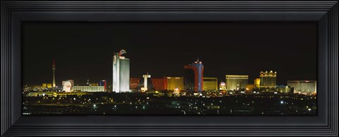 Framed Buildings lit up at night in a city, Las Vegas, Nevada Print