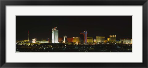 Framed Buildings lit up at night in a city, Las Vegas, Nevada Print