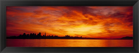 Framed Silhouette of buildings at the waterfront, San Francisco, California, USA Print