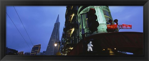 Framed Low angle view of a building, Sentinel Building, Transamerica Pyramid, San Francisco, California Print