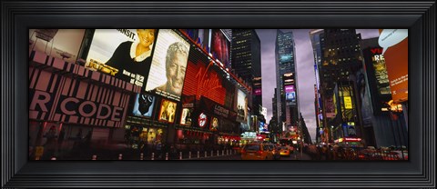 Framed Buildings lit up at night, Times Square, Manhattan Print