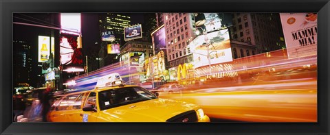 Framed Yellow taxi on the road, Times Square, Manhattan, New York City, New York State, USA Print