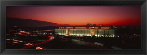 Framed High angle view of a building lit up at night, John F. Kennedy Center for the Performing Arts, Washington DC, USA Print