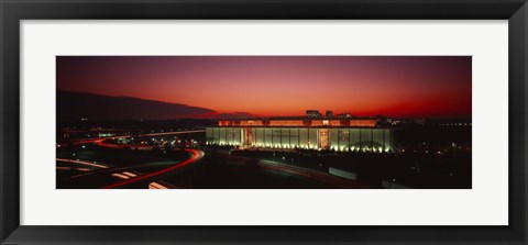 Framed High angle view of a building lit up at night, John F. Kennedy Center for the Performing Arts, Washington DC, USA Print