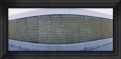 Framed Stars mounted on the wall at a war memorial, Freedom Wall, National World War II Memorial, Washington DC, USA Print