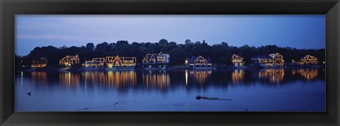 Framed Boathouse Row lit up at dusk, Philadelphia, Pennsylvania Print