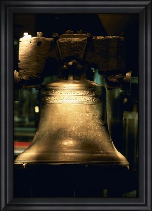 Framed Close-up of a bell, Liberty Bell, Philadelphia, Pennsylvania, USA Print