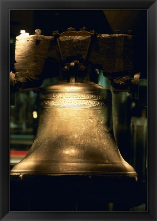 Framed Close-up of a bell, Liberty Bell, Philadelphia, Pennsylvania, USA Print