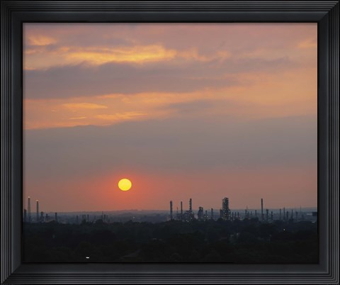 Framed Sunset over a refinery, Philadelphia, Pennsylvania, USA Print