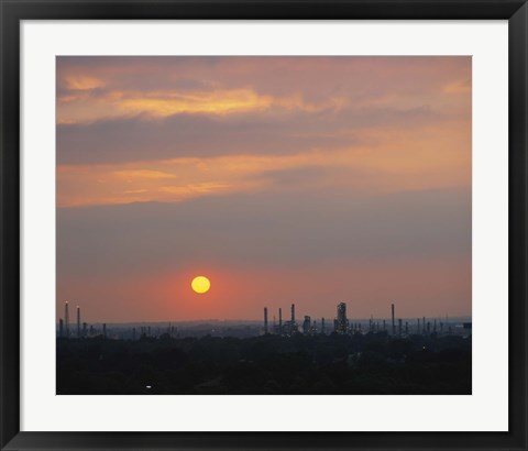 Framed Sunset over a refinery, Philadelphia, Pennsylvania, USA Print