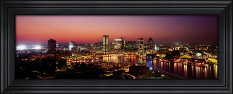 Framed Baltimore with Pink Sky at Dusk Print
