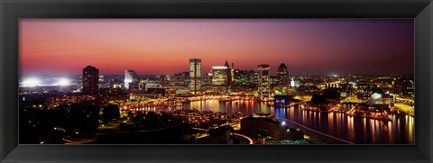 Framed Baltimore with Pink Sky at Dusk Print