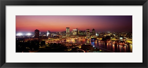 Framed Baltimore with Pink Sky at Dusk Print