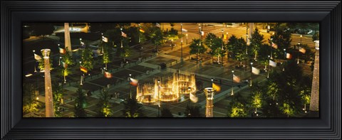 Framed High angle view of fountains in a park lit up at night, Centennial Olympic Park, Atlanta, Georgia, USA Print