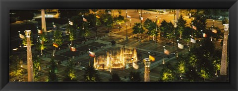 Framed High angle view of fountains in a park lit up at night, Centennial Olympic Park, Atlanta, Georgia, USA Print