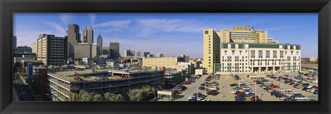 Framed Hospital in a city, Grady Memorial Hospital, Skyline, Atlanta, Georgia, USA Print