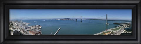 Framed Buildings at the waterfront, Golden Gate Bridge, San Francisco Bay, San Francisco, California, USA Print